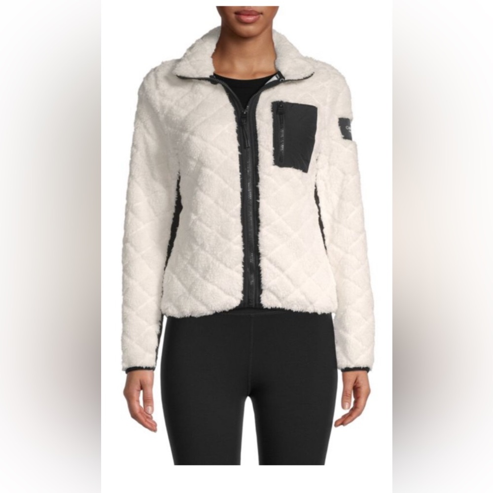 Quilted Faux Shearling Jacket Size S
